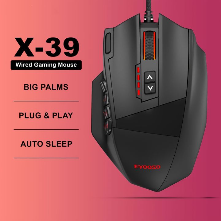 EYOOSO X-39 Wired Gaming Mouse, 12 Side Buttons,Ergonomic RGB LED, Auto ...