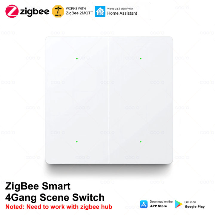 Smart ZigBee Scene Switch 4 Gang 12 Scene Switch Push Button Controller Battery Powered Automation Scenario for Zigbee Device