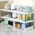 Adjustable Under Sink Storage Rack,Expandable Kitchen & Bathroom Cabinet Organizer, Durable Space-Saving Multi-Layer Pot Holder. 