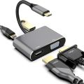 support 4k usb c to hub pd Hd tv + vga + Usb adapter typ c 4 in 1. 