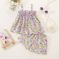 Summer Baby Girls 2 Pieces/Set Fragmented Flower Strap Top+Chiffon Shorts Cool Beach Daily Home Wear. 