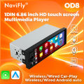 NaviFly OD8 6.86" 1280*480 1 Din MP5 Player Car Radio Wireless Carplay Android Auto Multimedia Player 1Din FM Auto Radio Stereo.