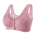 【Popular】Plus Size Flower Print Wire Free No Pads Nursing Bra Mid-aged Mom Open Front Vest Brassiere Lingerie Cotton Bralette Underwear. 
