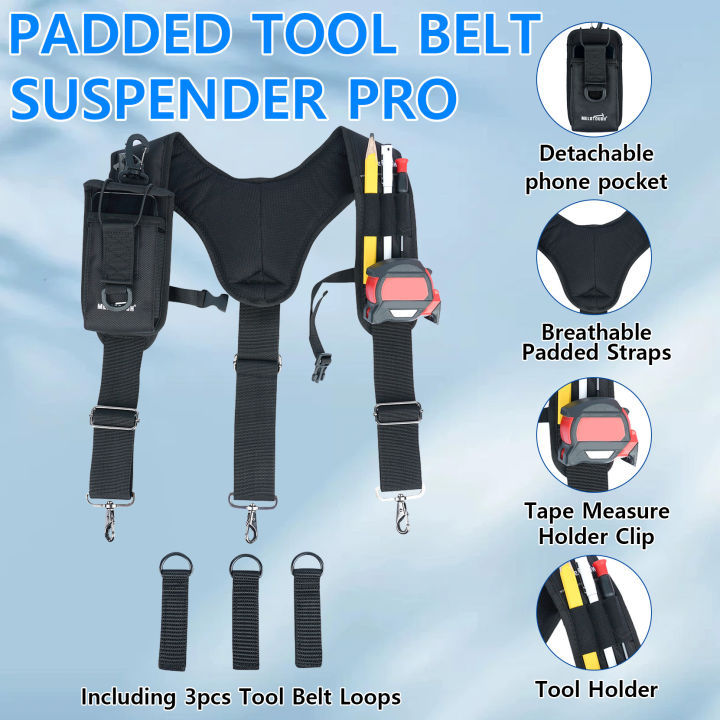 Tool Belt Suspenders Work Belt Suspenders for Men Big and Tall Construction Bag Suspenders Padded Work Belt Suspenders