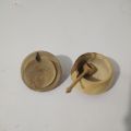 wooden solt pot with spoon handicraft salt pot 3". 