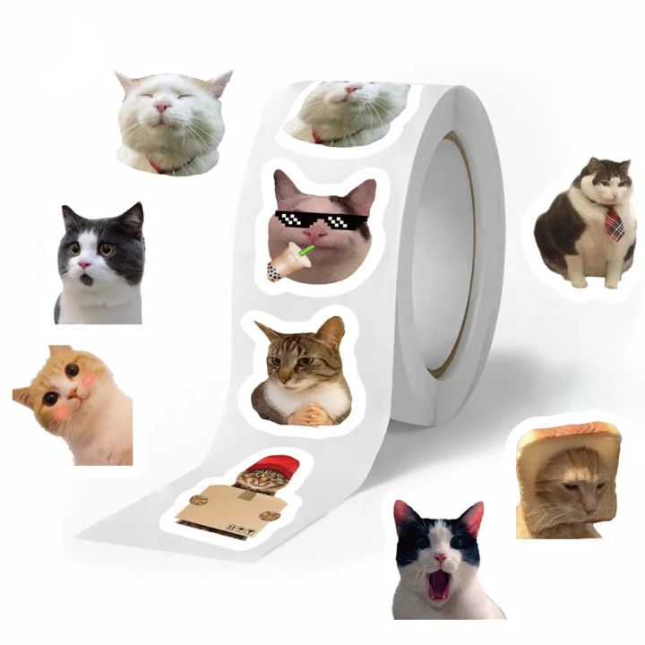 500PCS/Roll Cute Cat Expression Meme Graffiti Stickers for Bicycle Hand ...