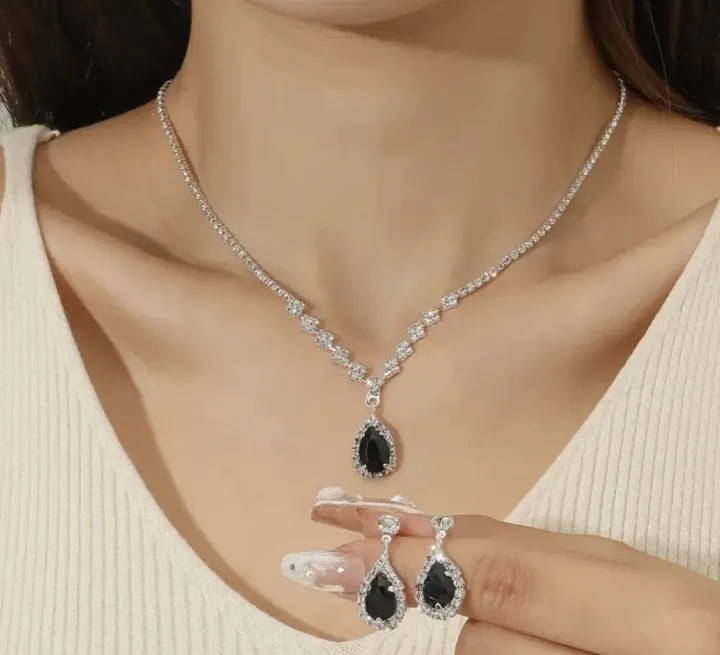 3pcs%20Earrings%20Plus%20Necklace%20Elegant%20Jewelry%20Set%20Silver%20Plated%20Inlaid%20Shining%20zirconia%20Dupes%20Luxury%20Jewelry%20Perfect%20Evening%20Party%20Decor%20-%20Image%202