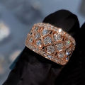 Huitan Gorgeous Women Wedding Rings Full with Bling Bling Cubic Zircon Engagement Party Statement Accessories for Female Jewelry.