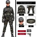 Tactical Military Uniform for Children's Day Camouflag Disguise Adult Halloween Costume for Kid Girl Scout Boy Soldier Army Suit.
