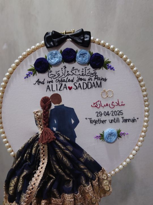 Customized%20Shadi%20Mubarak%20Hand%20Embroidery%208-Inch%20Wooden%20Frame%20%7C%20Personalized%20Wedding%20Gift%20-%20Image%204