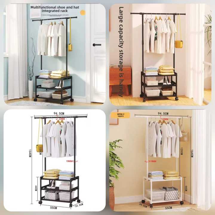 3 layer attachable coat rack, multi-layer wall rack, wall mount coat ...