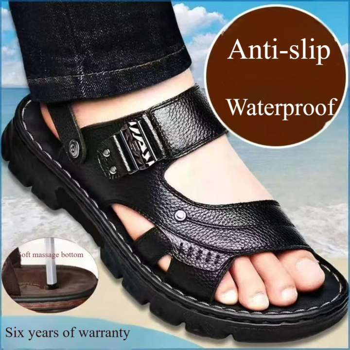 100%25%20Soft%20Sole%20Men's%20Sandals%20-%20Summer%20Waterproof%20Anti-Slip%20Beach%20Shoes,%20Thick%20Cushioned%20Premium%20Slides%20Durable%20Comfortable%20-%20Image%207