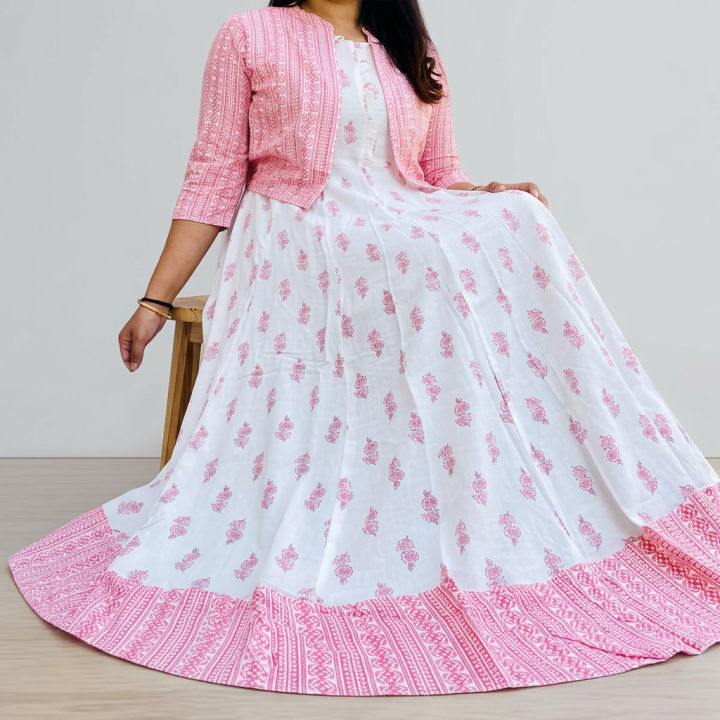 China Lilen Fabrics Gown 1piece long kurti different koti, Gown long kurti For Stylish Women / Girls Fashionable