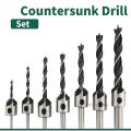 3mm-10mm HSS Countersunk Drill Bit Set Reamer Woodworking Chamfer Drill Counterbore Hole Cutter Screw Hole Drill. 