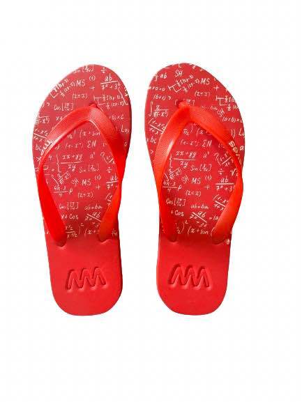 red rubber flip flops