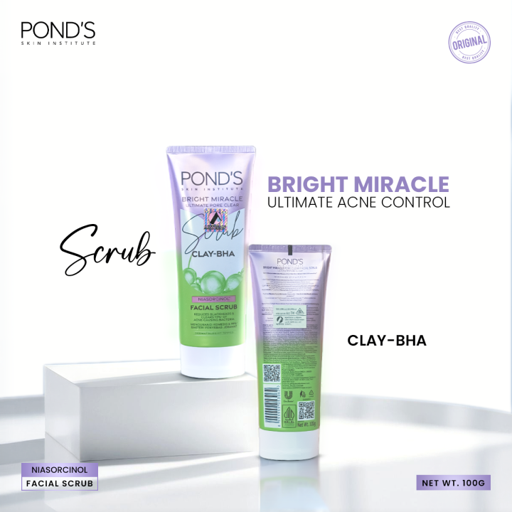 Pond's Ultimate Bright Miracle Ultimate Pore Clear Facial Scrub 100G (IMPORTED)