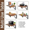 Wall Mounted Folding Laptop Table Floating for Bedroom Kitchen Space Saving, Foldable Wooden Modern Computer Desk Workstation Small Desk Foldable with Metal Support. 