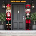 1 Pair Giant Nutcracker Flag Banner Red Green Christmas Door Hanging Durable Polyester Outdoor Holiday Decor Easy Install Banner. 