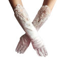 Wedding Bride Gloves Black Covers Arms White Long Satin Elegant Women Evening Party Finger Mitten Gants Mariage.