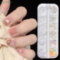 💕12 Grids/box Aurora Bow Resin Nail Art Decoration,3D Small Butterfly Flat Pearl Nail Accessory. 