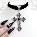 Punk Dazzle Goth detail Crucifix Black Zircon Jewelry Earrings Silver jewelry stylish gorgeous women's classic gift. 