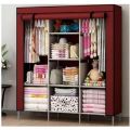 Portable Closet Wardrobe for Hanging Clothes with 2 Hanging Rods and 8 Storage Organizer. 