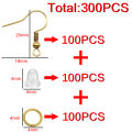 100/300pcs/Lot Hypoallergenic Earring Hook Kit Mix-color Ear Wires Fish Hooks Open Jump Rings Earplugs For DIY Jewelry Making. 
