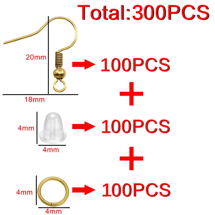 100/300pcs/Lot%20Hypoallergenic%20Earring%20Hook%20Kit%20Mix-color%20Ear%20Wires%20Fish%20Hooks%20Open%20Jump%20Rings%20Earplugs%20For%20DIY%20Jewelry%20Making%20-%20Image%202