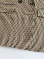 Women Fashion Double Breasted Plaid Blazer Coat Vintage Long Sleeve Flap Pockets Female Outerwear Chic Vestes Femme.