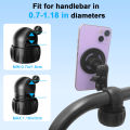 Magnetic Phone Handlebar Clamp Mount with Metal Long Arm For iPhone MagSafe Phones, for Gym Bike Treadmill Fitness Equipment.