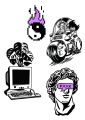 purple and black stickers pack of 20 self adhesive sticker for mobile phone laptop fridge waterproof. 