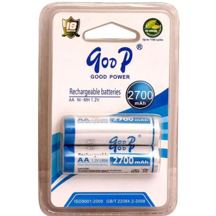 GOOP AA and AAA Size Rechargeable Batteries 1 Pair 800 mAh, 1350 mAh and 2700 mAh for Radio, TV