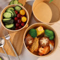10/20PCS Kraft Paper Round Bowls Disposable Lunch Bento Bowls with Lids Meal Prep Salad Noodles Bowls Party Fries Fast Box. 