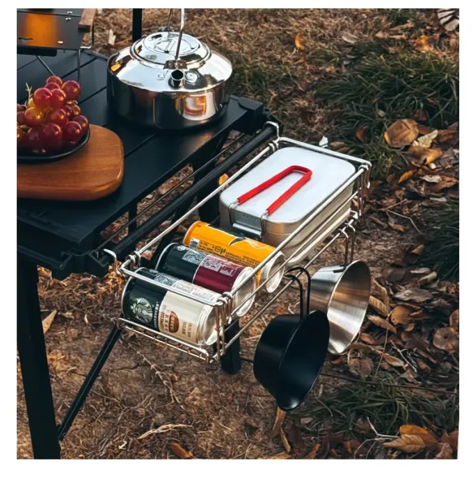 Outdoor Aluminum Table Side Storage Rack Hanging Mesh IGT Table ...