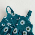 Summer Baby Girl's Daisy Printed Suspenders Top + Lace Shorts Set - Sweet Printed 2-Piece Set. 