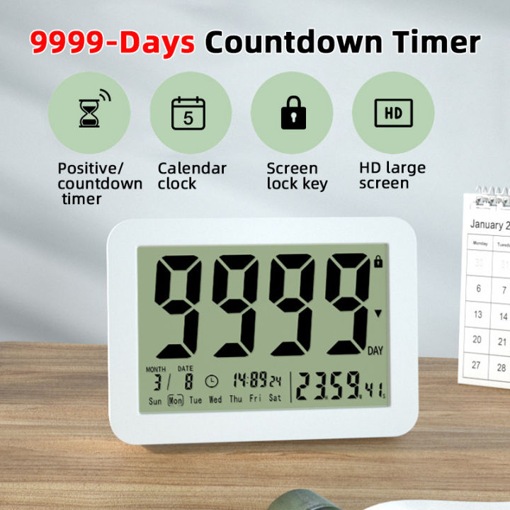 Large Screen Electronic Countdown Digital Timers 9999-Days Count Down Clock Classroom Timer Retirement Countdown Timer