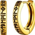 Stainless Steel Norwegian Viking Rune Hoop Earrings For Men Woman Unisex 12 Mm Huggie Hoop Religious Earring Jewelry.