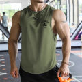 Summer New Fitness Mesh Undershirt Printing Quick Drying Running Training Tank Top Breathable Sweatwicking Sleeveless Men's Vest. 