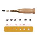 Hole Punch Screw Removable Book Drill Auto With 6 Size Tip 1.5-4mm Automatic Belts Screw Punch Leather Tools.
