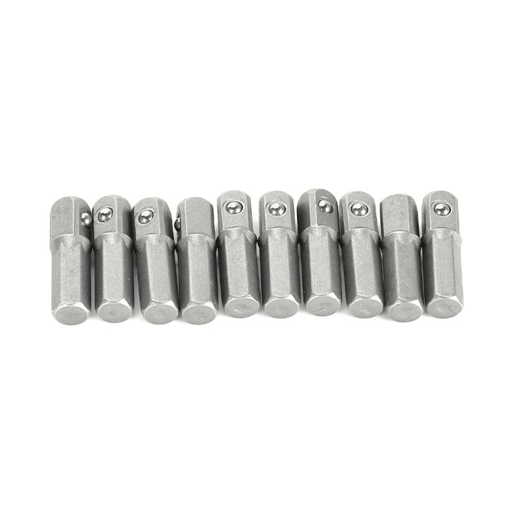 10pcs 25mm Long Impact Socket Adapter Converter 1/4" Hex Shank To 1/4" Square Drive Hexagon Handle Adapter Converter Drill Tools