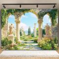 1 piece of ancient Greek garden party background cloth with stone arch design, suitable for weddings, birthdays, anniversariesL. 