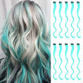 Synthetic Hair Extensions With One Clip Heat Resistant Rainbow Hair Piece For Kid Women Long Curly Wavy Style Colorful Hair10Pcs. 