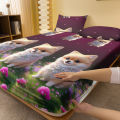 1 Love dog Pomeranian patterned frosted bedsheet, printed bed cover for bedroom, bedding (excluding pillowcases). 