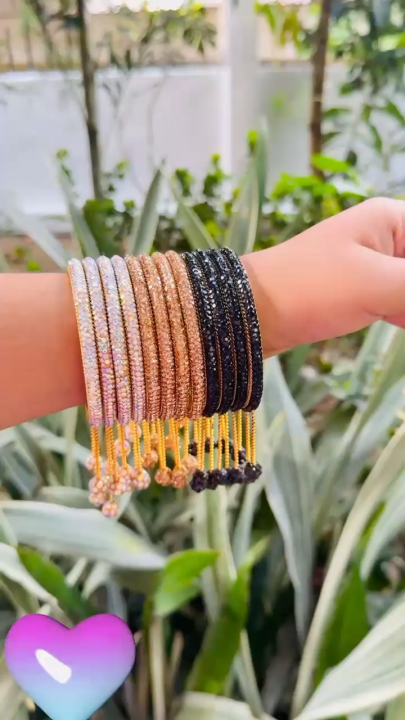 Gold color Fashion Jewlery Beautiful one pair bangle with white, gold, multi color stones and pearl for women and girl gift items for girls