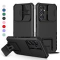 Rugged Armor Shockproof Stand Holder Case for Samsung Galaxy A16 A06 A55 A35 A25 A15 A05S Slide Lens Protection OTT Cover Box. 