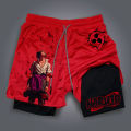 Naruto Anime Sasuke USA 2026 Double Peripheral Printed Shorts Men's Summer New Style Daily Loose Breathable Sports Pants. 