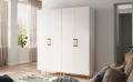 EF furniture White Storage Cabinet 69” Tall - Storage Cabinet w/ 2 Doors and Adjustable Shelves, Freestanding Kitchen Pantry w/Gold Handles and Legs, Wooden Wardrobe Cabinet for Bedroom, Laundry. 