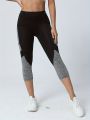 Women's Patchwork Pocket High Waist Yoga Pants Capri Leggings Tummy Tuck Sweatpants.