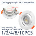 1-10pcs LED Change Color 3 CCT 3000K 4000K 6000K LED Ceiling Spotlight Embedded Light 7W AC 110V 220V Adjust 90° Lighting Spot.