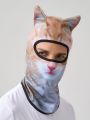 3D Cat Animal Ski Balaclava Ski Mask with Ears,Suitable for Music Festivals,Raves,Ski,Halloween or Party Outdoor.